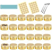 Los mejores  - Tarros de Aluminio Vacío- Frasco de Aluminio- 24 Piezas Frasco para Cosméticos con 3 cucharas de Hierro y Adhesivos…